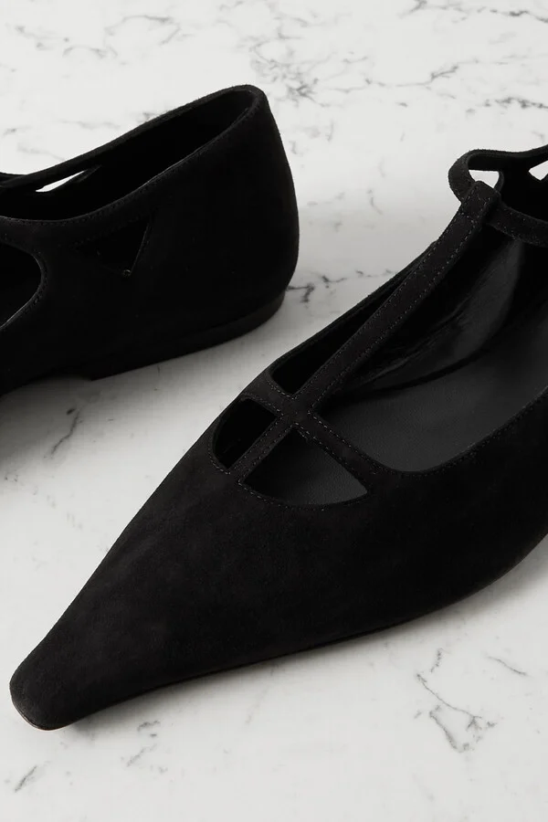 The Row - Cyd Suede Point-toe Flats - Black - Image 4