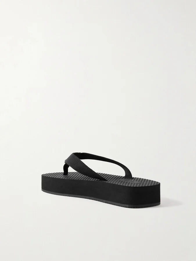 The Row - Dune Cotton-blend Grosgrain Platform Flip Flops - Black - Image 3