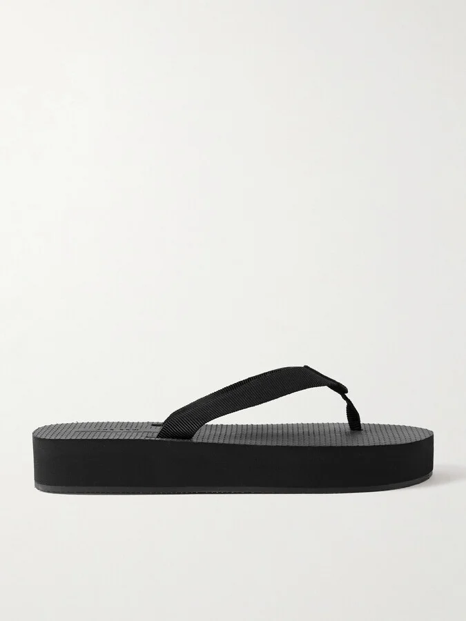The Row - Dune Cotton-blend Grosgrain Platform Flip Flops - Black