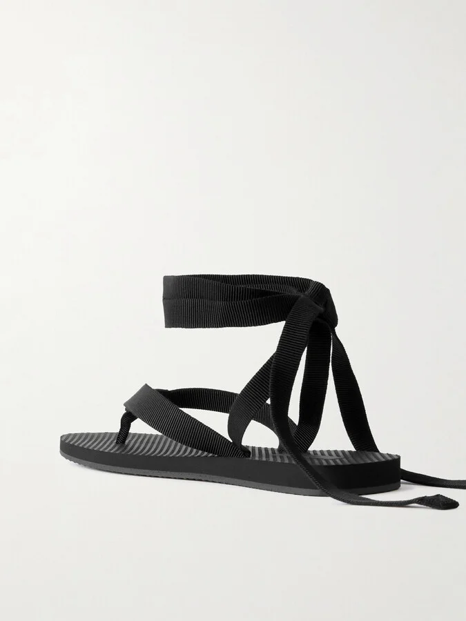 The Row - Dune Knot Cotton-blend Grosgrain Sandals - Gray - Image 3