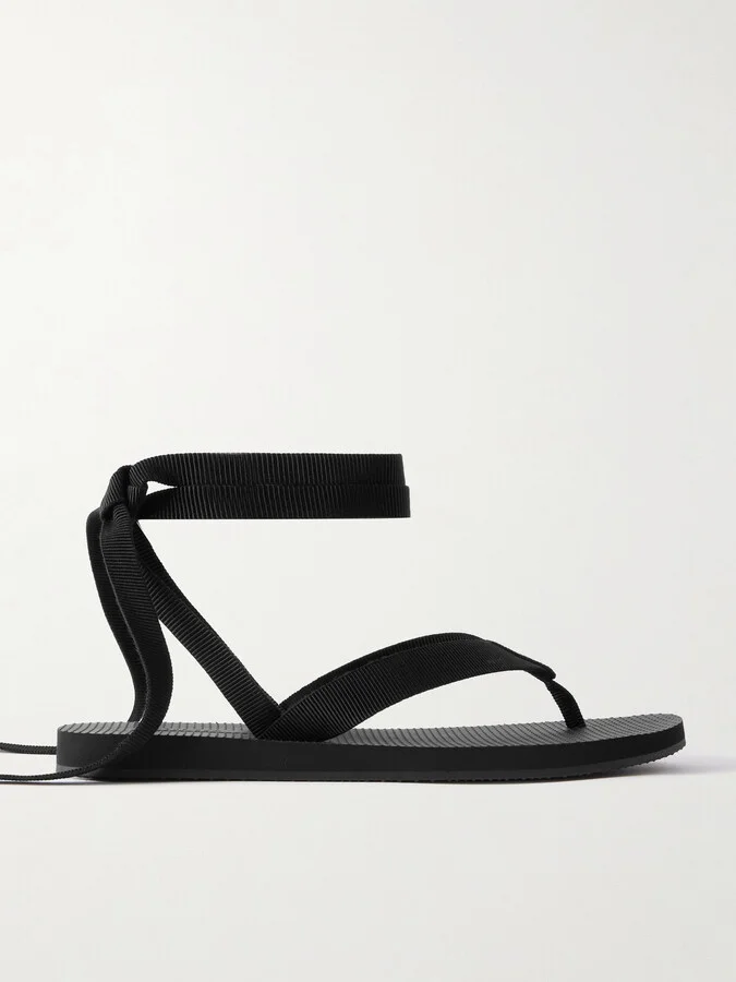 The Row - Dune Knot Cotton-blend Grosgrain Sandals - Gray