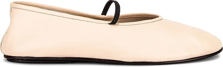 The Row Elastic Ballet Flats in Cream