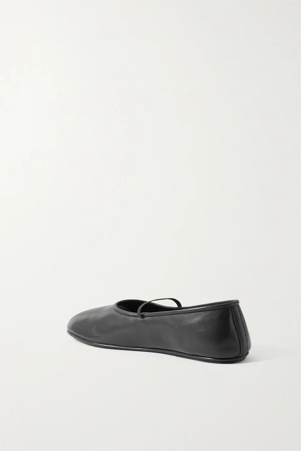 The Row - Elastic Leather Ballet Flats - Black - Image 3