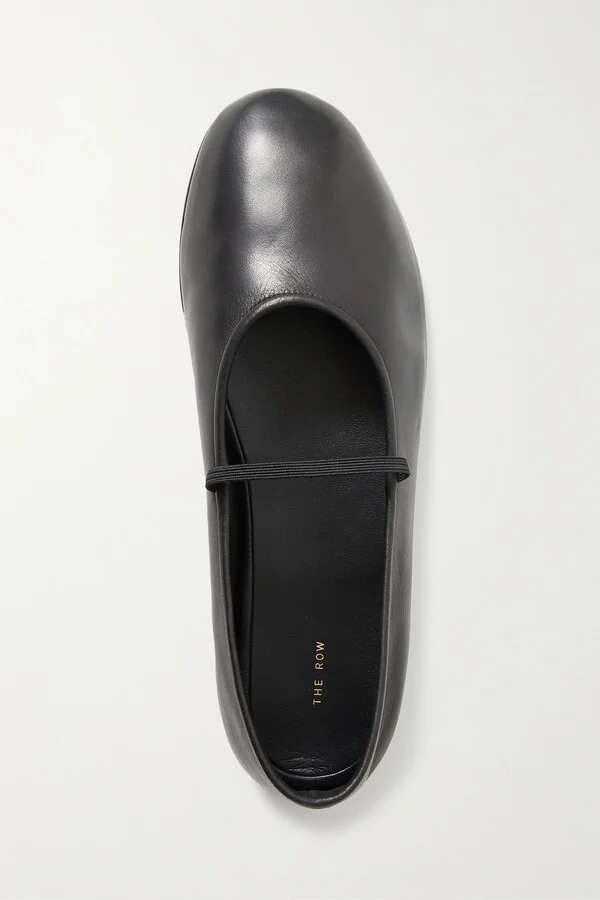 The Row - Elastic Leather Ballet Flats - Black - Image 5