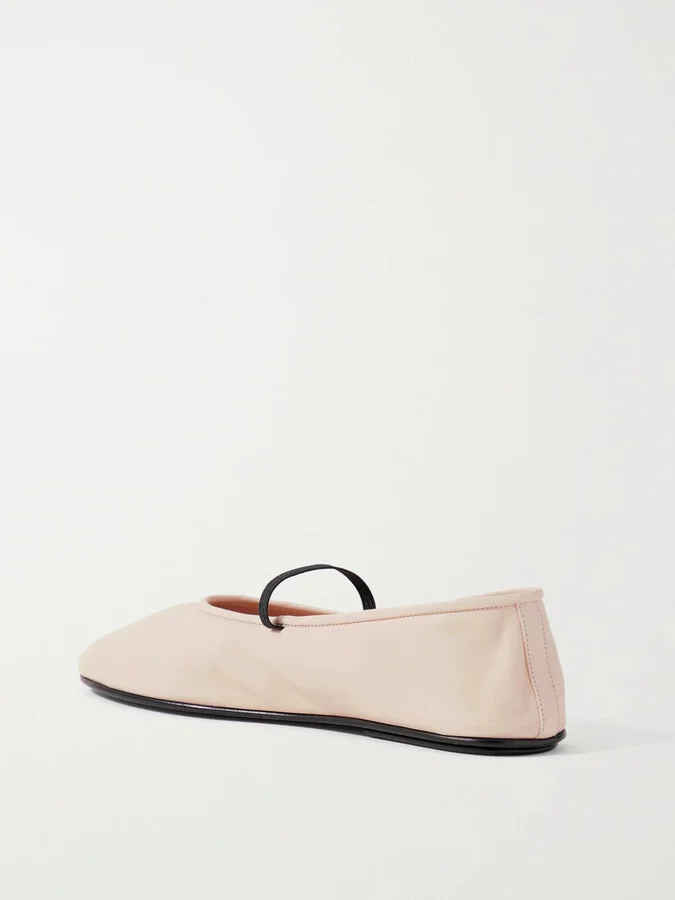 The Row - Elastic Leather Ballet Flats - Ecru - Image 3