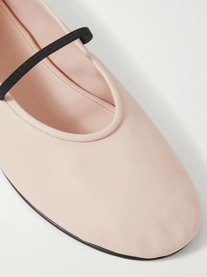 The Row - Elastic Leather Ballet Flats - Ecru - Image 4