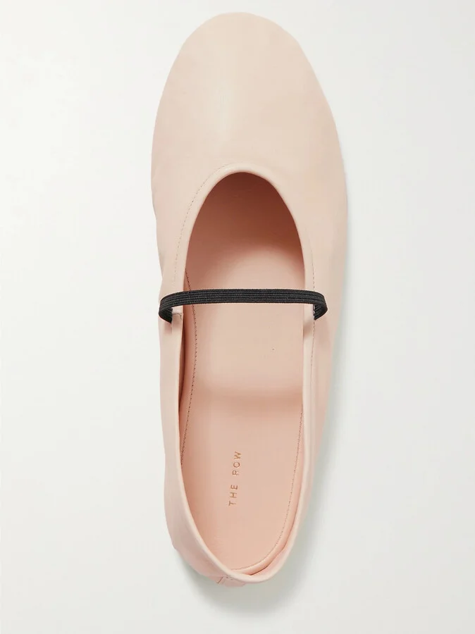 The Row - Elastic Leather Ballet Flats - Ecru - Image 5
