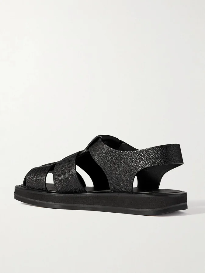The Row - Fisherman Woven Textured-leather Sandals - Black - Image 3