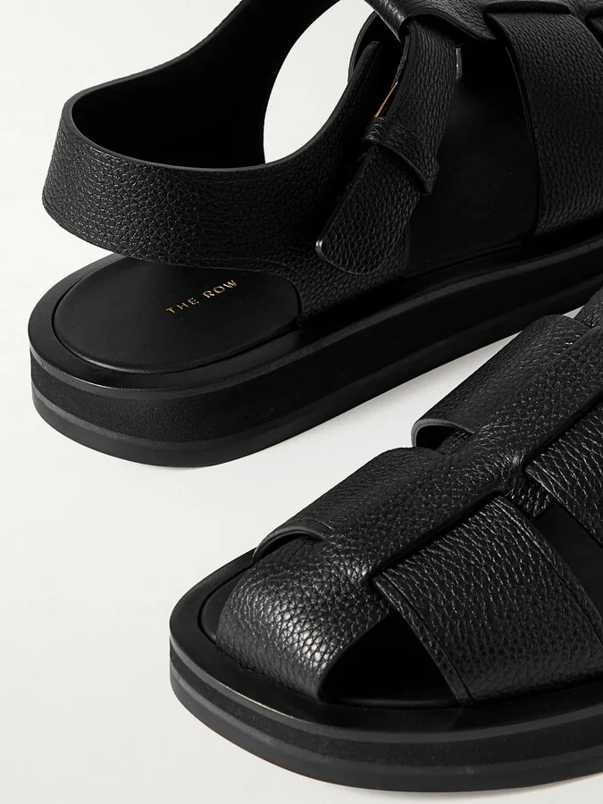 The Row - Fisherman Woven Textured-leather Sandals - Black - Image 4