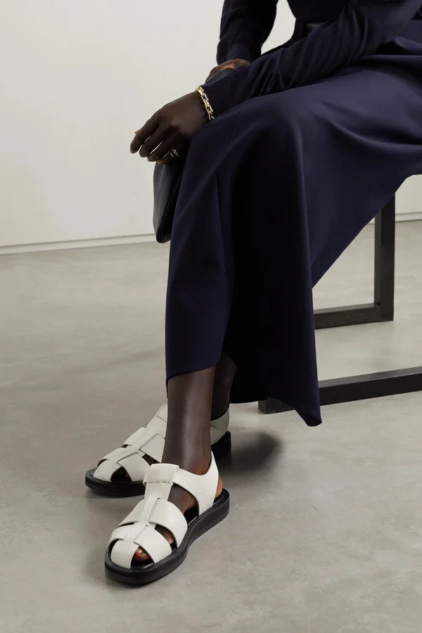 The Row - Fisherman Woven Textured-leather Sandals - Off-white - Image 2
