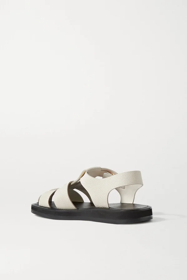 The Row - Fisherman Woven Textured-leather Sandals - Off-white - Image 3