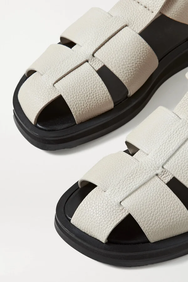 The Row - Fisherman Woven Textured-leather Sandals - Off-white - Image 4