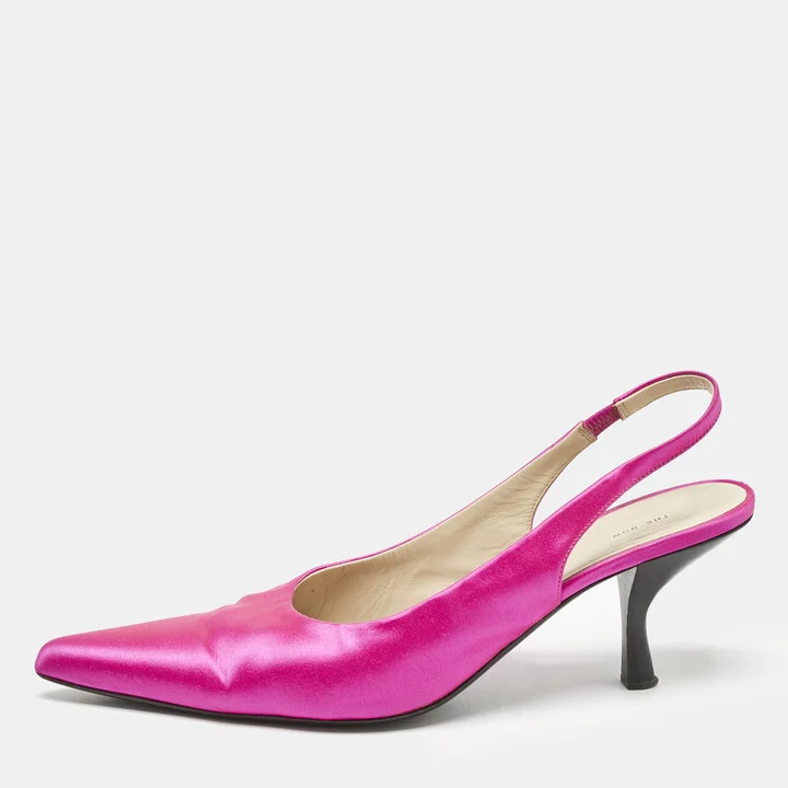 The Row Fuchsia Pink Satin Pointed Toe Slingback Pumps Size 40