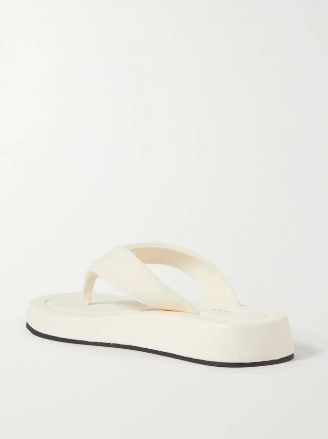 The Row - Ginza Leather And Velvet Platform Flip Flops - Off-white - Image 3