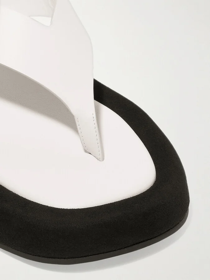 The Row - Ginza Two-tone Leather And Suede Platform Flip Flops - White - Image 4