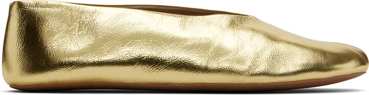 The Row Gold Stella Ballerina Flats