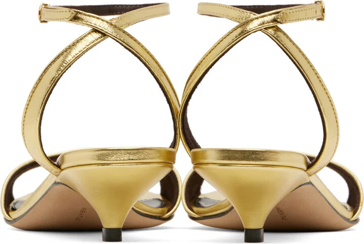 The Row Gold Vika Ankle Strap Kitten Heeled Sandals - Image 2