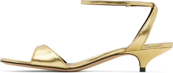 The Row Gold Vika Ankle Strap Kitten Heeled Sandals - Image 3