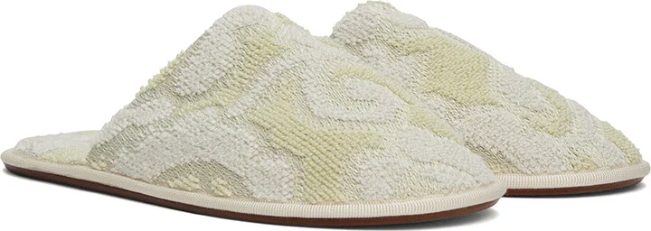 The Row Green & Off-White Frances Slippers - Image 4