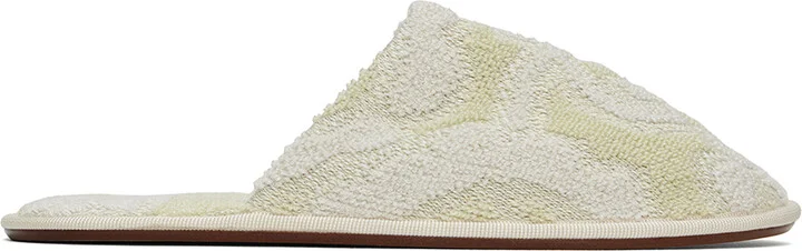 The Row Green & Off-White Frances Slippers