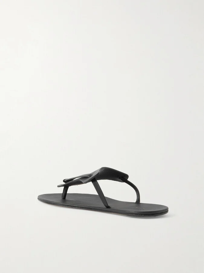 The Row - Helena Leather Flip Flops - Black - Image 3