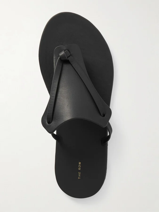 The Row - Helena Leather Flip Flops - Black - Image 5