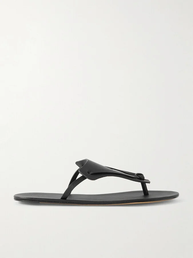 The Row - Helena Leather Flip Flops - Black