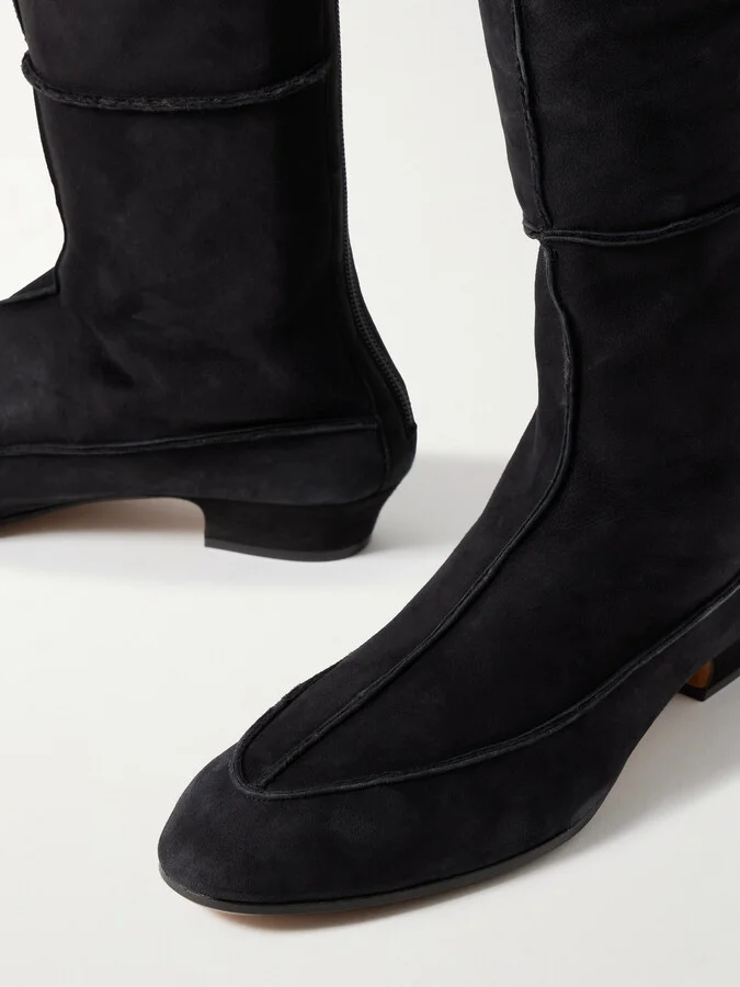 The Row - Hereditas Shearling Over-the-knee Boots - Black - Image 4