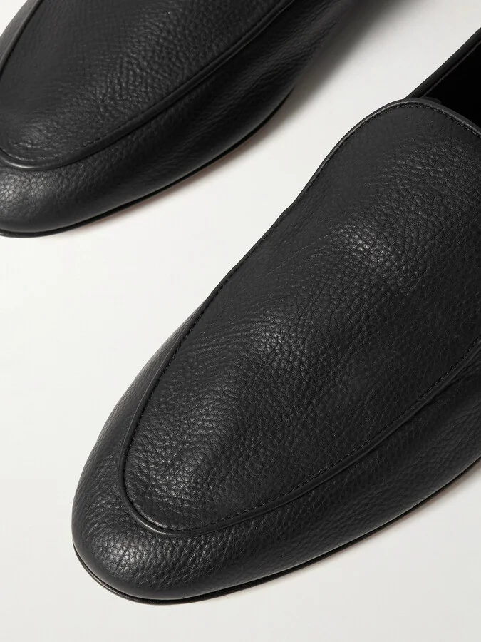 The Row - Hereditas Textured-leather Loafers - Black - Image 4