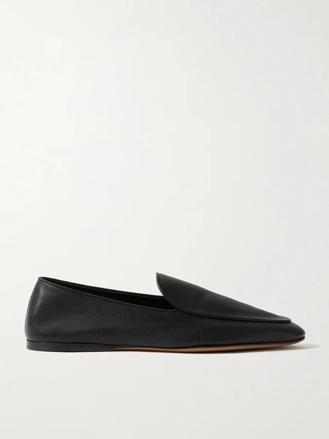 The Row - Hereditas Textured-leather Loafers - Black