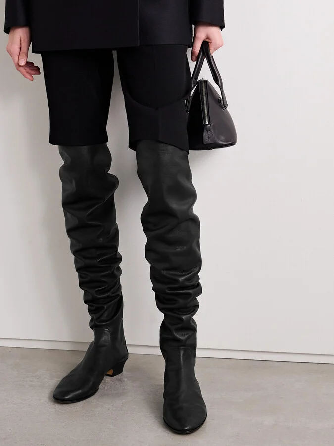 The Row - Hereditas Textured-leather Over-the-knee Boots - Black - Image 2