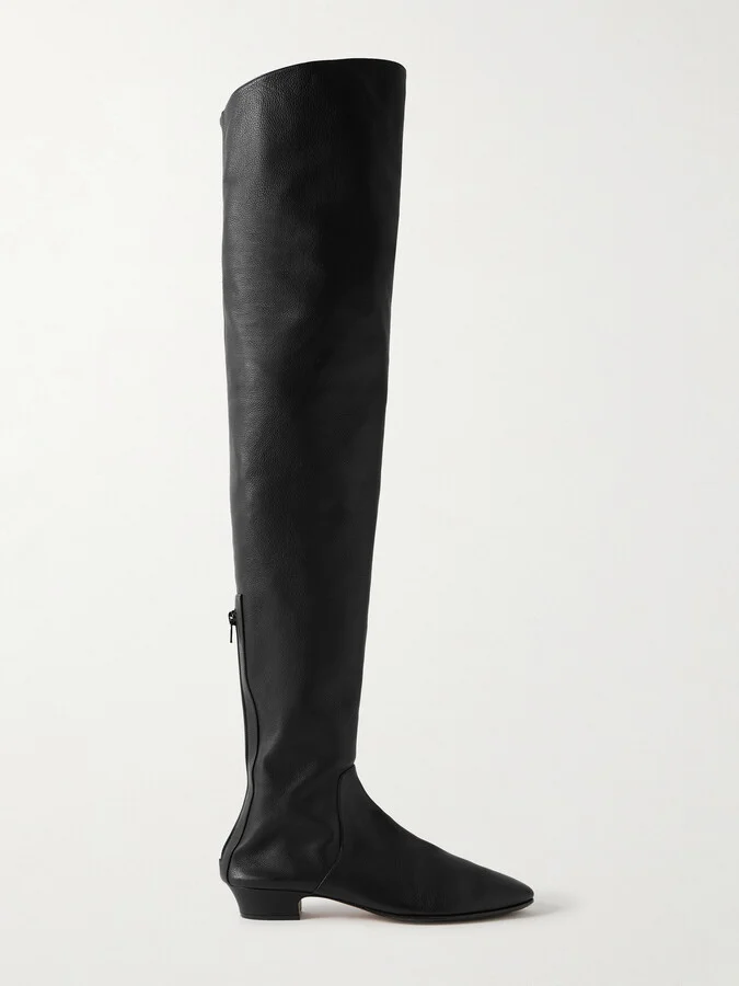 The Row - Hereditas Textured-leather Over-the-knee Boots - Black