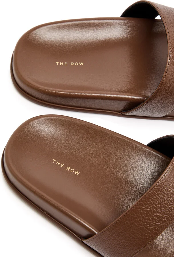 The Row Hugh Grained Leather Sliders - Image 4
