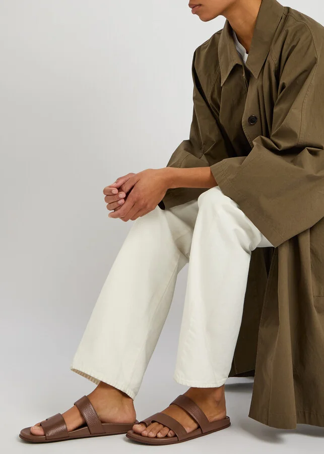 The Row Hugh Grained Leather Sliders - Image 5