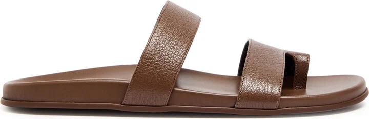 The Row Hugh Grained Leather Sliders