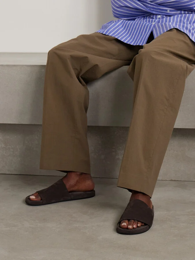The Row - Hugh Suede Slides - Brown - Image 2