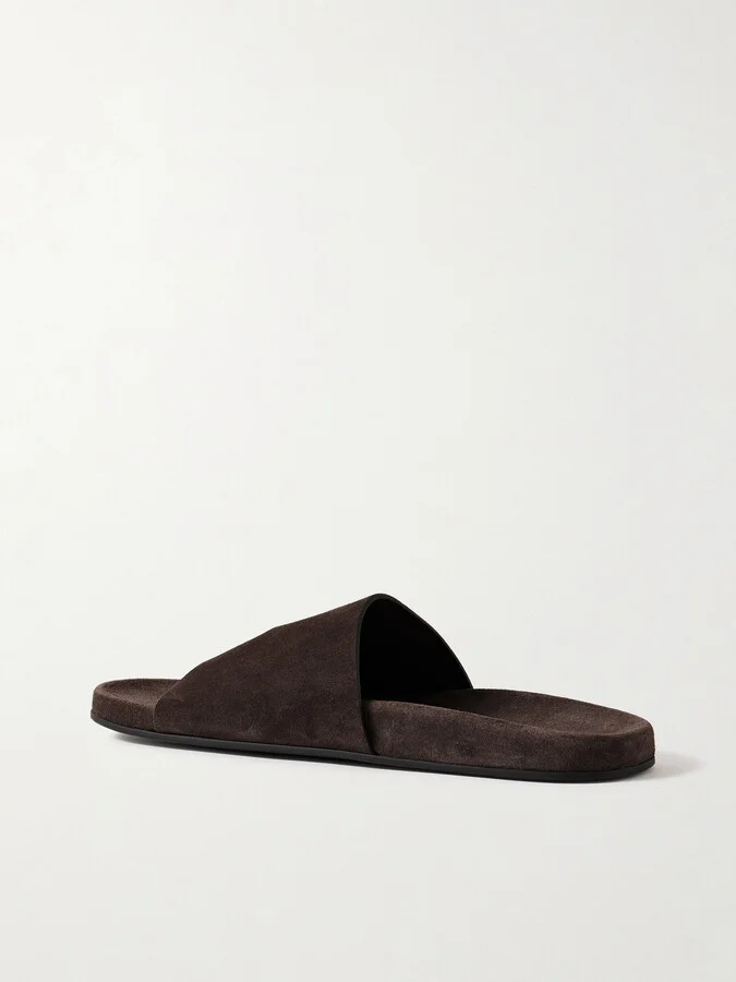 The Row - Hugh Suede Slides - Brown - Image 3