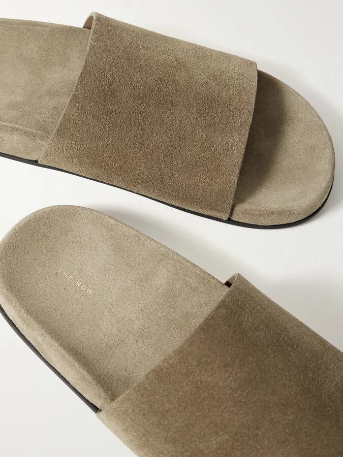 The Row - Hugh Suede Slides - Neutrals - Image 4