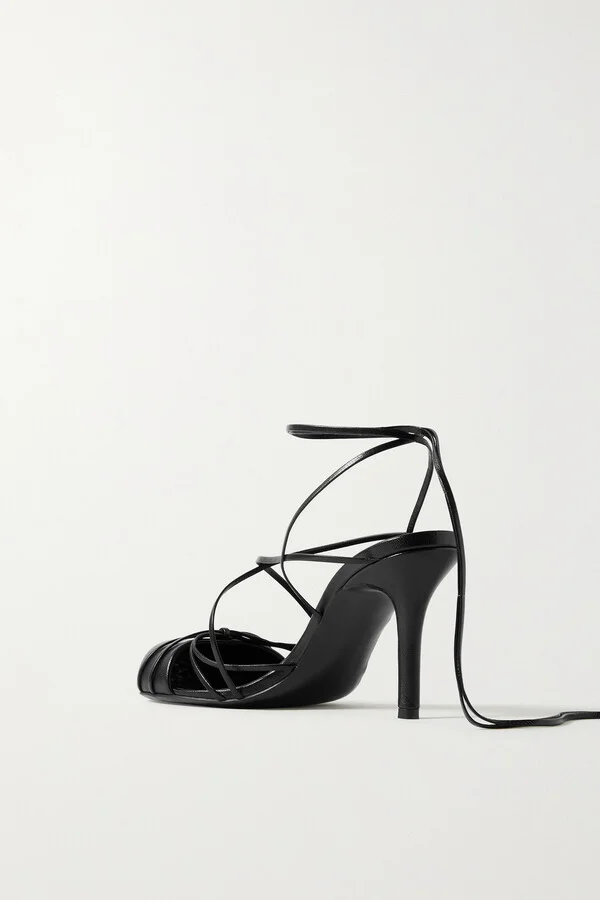 The Row - Joan Lace-up Leather Pumps - Black - Image 3