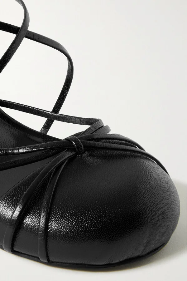 The Row - Joan Lace-up Leather Pumps - Black - Image 4