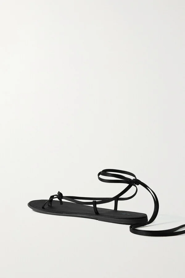 The Row - Lace-up Knotted Satin Sandals - Black - Image 3