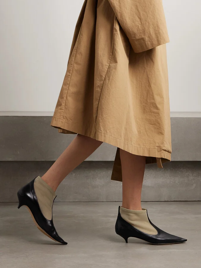 The Row - Leather And Mesh Ankle Boots - Black - Image 2