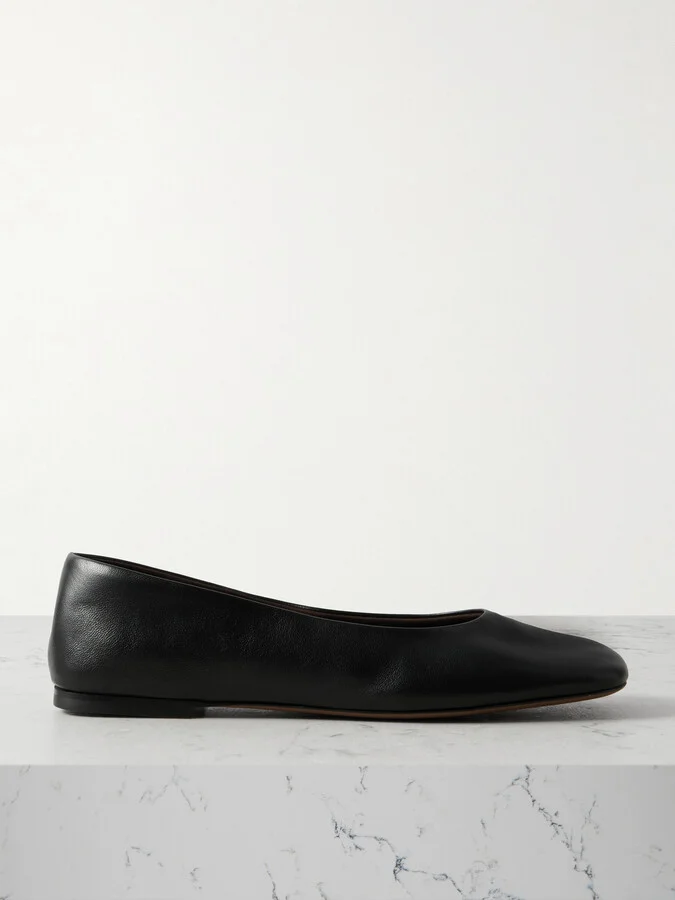 The Row - Leather Ballet Flats - Black