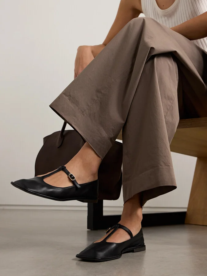 The Row - Leather Mary Jane Ballet Flats - Black - Image 2
