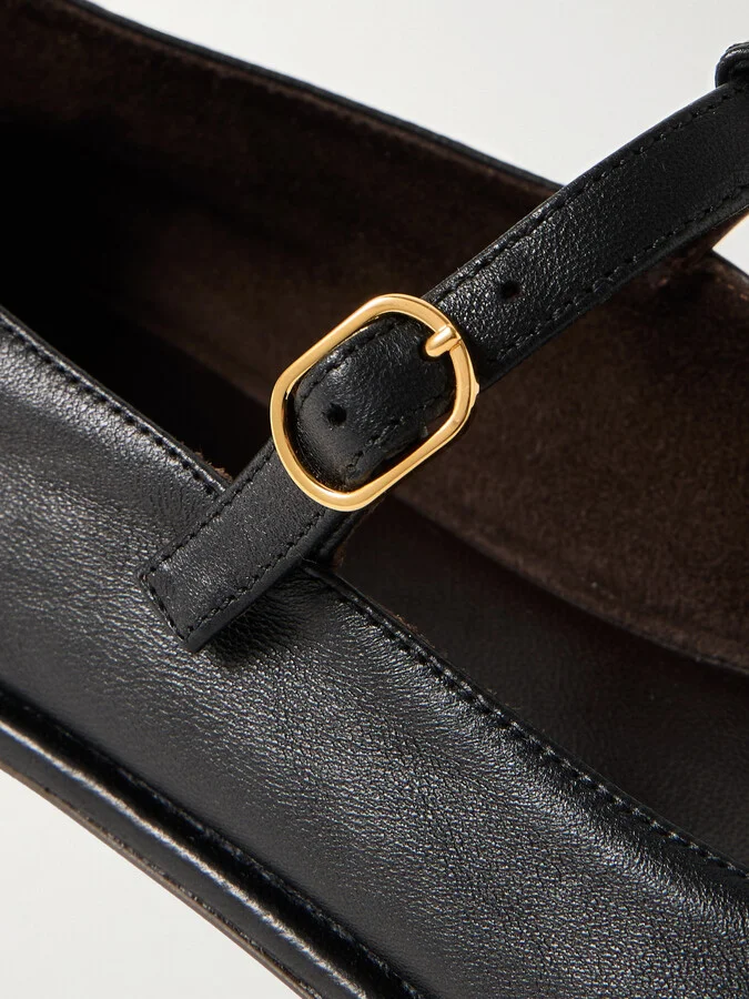 The Row - Leather Mary Jane Ballet Flats - Black - Image 4