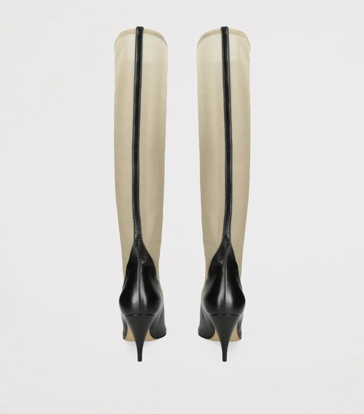 The Row Mesh and Leather Knee-High Boots - Image 2