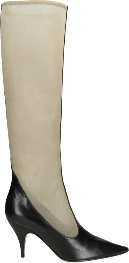 The Row Mesh and Leather Knee-High Boots