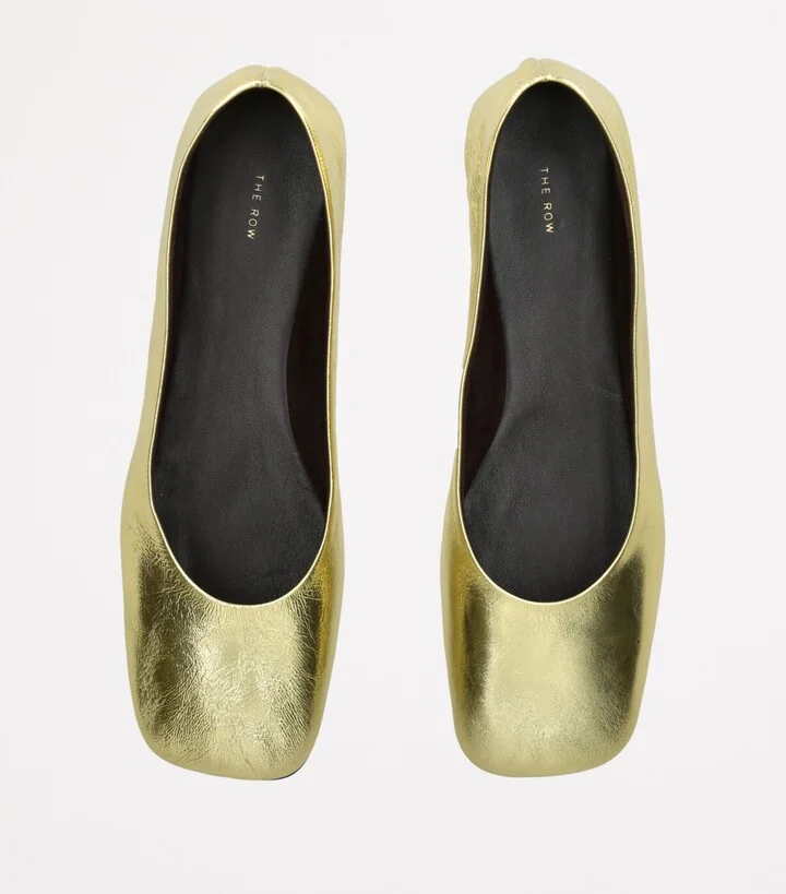 The Row Metallic Leather Ballet Flats - Image 4