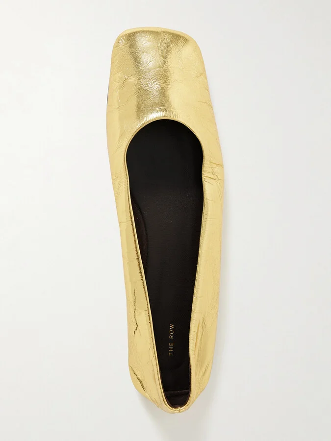 The Row - Metallic Leather Ballet Flats - Gold - Image 5