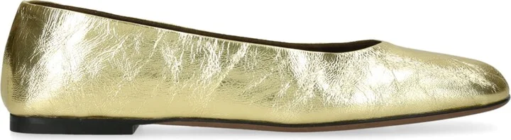 The Row Metallic Leather Ballet Flats